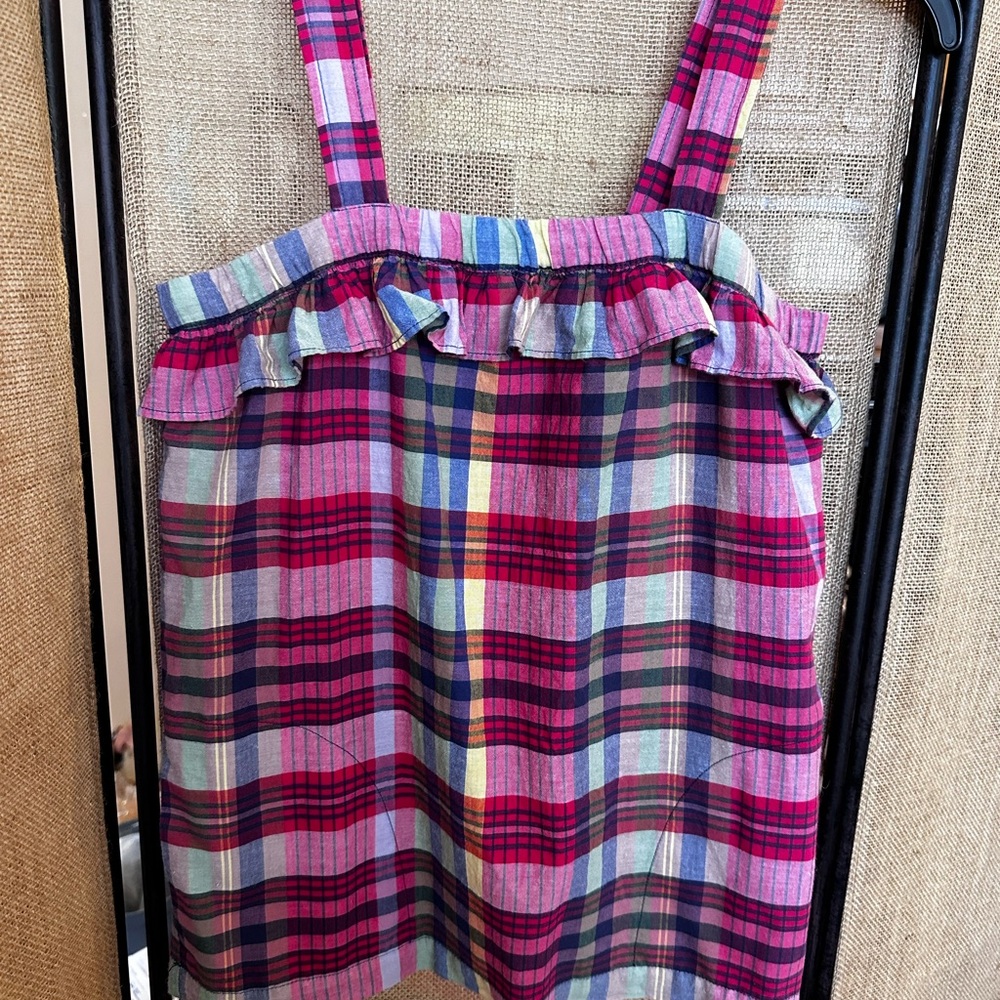 J Crew Top:  Plaid top w/ adjustable straps. Size 00
